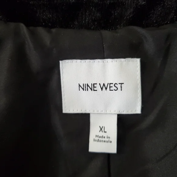 NINE WEST Sz XL Black Sequins Blazer 36" Mini Dress LS Collar Glitzy NYE EUC - Picture 4 of 16